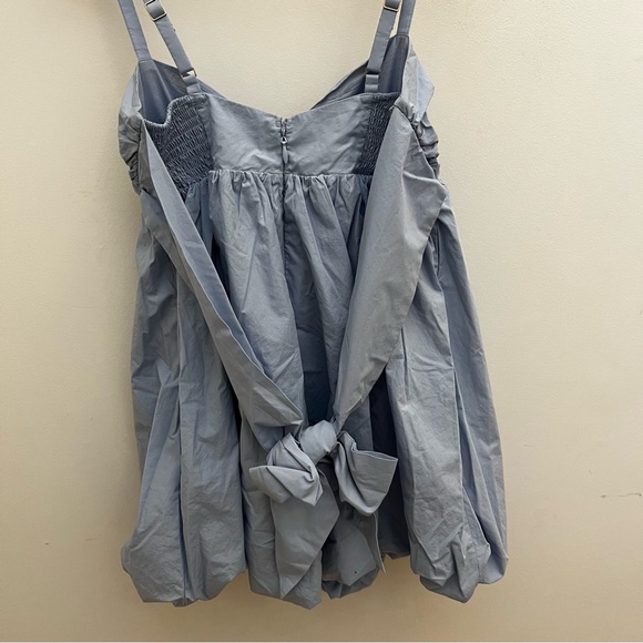 BNWT Abercrombie Pale Blue Mini Sleeveless Bubble Dress with Bow Detail M - Picture 5 of 5